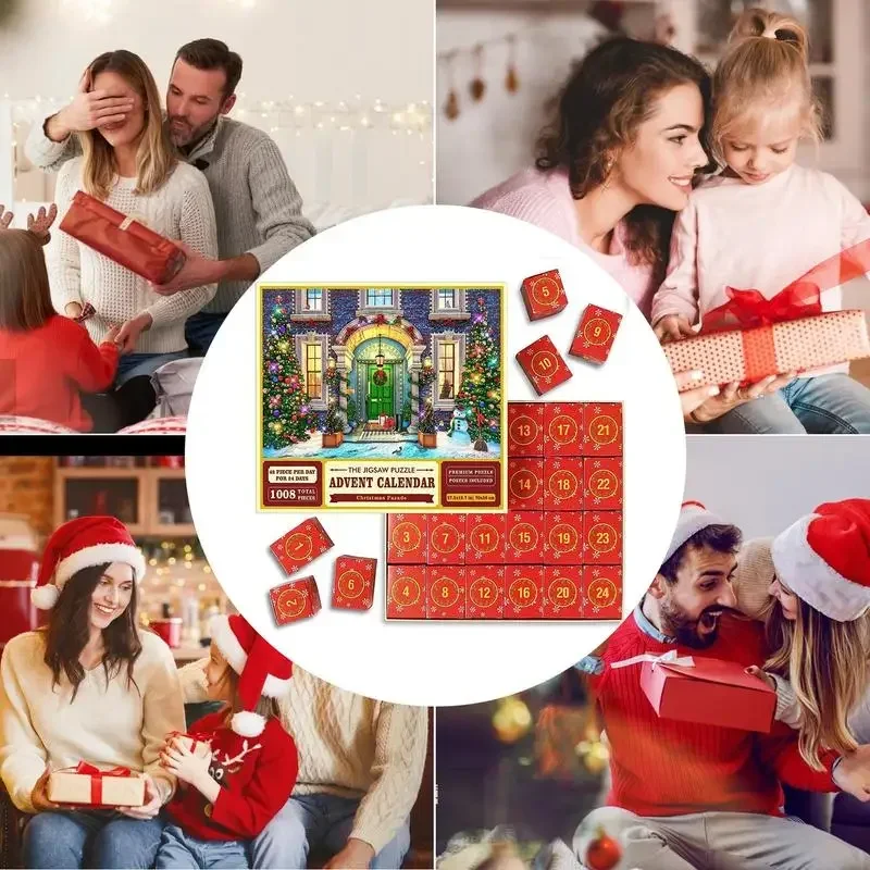 Christmas Advent Calendar Jigsaw Puzzles Christmas Puzzle Toys Welcoming The Birth of Jesus 1008pcs Christmas Puzzles Countdown