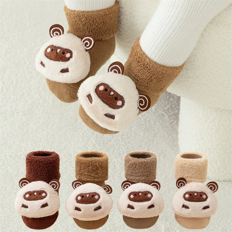 

0-3Y Cute Baby Infant Terry Socks Autumn Winter Thicken Plush Newborn Toddler Stockings Boys Girls Anti Slip Soled Floor Socken