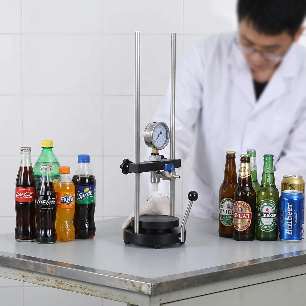 Carbon Dioxide Content Tester for Beer Soft Drinks Carbonation Ratio Measuring Device for Canned Bottled Beverages