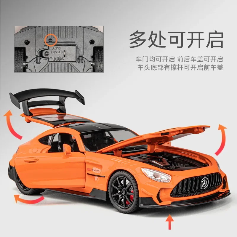 1:22 Mercedes-Benz GTR sports car High Simulation Diecast Metal Alloy Model car Sound Light Pull Back Collection Kids Toy Gifts