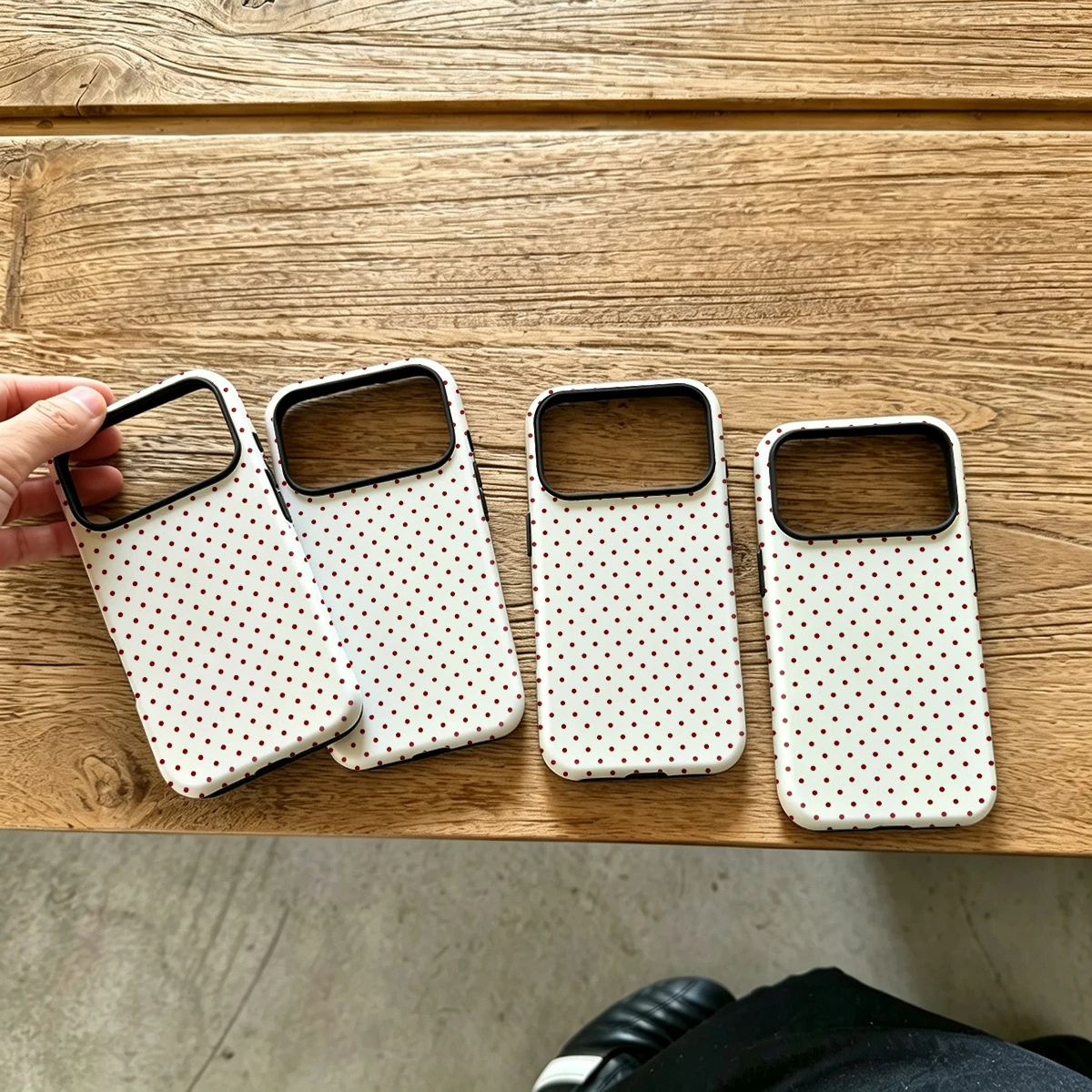 Cream Burgundy Small Dots Hard Shock-Absorption Phone Case For Samsung Galaxy S26 S25 Ultra S24 S23 Plus 2-in-1 Protective Cover