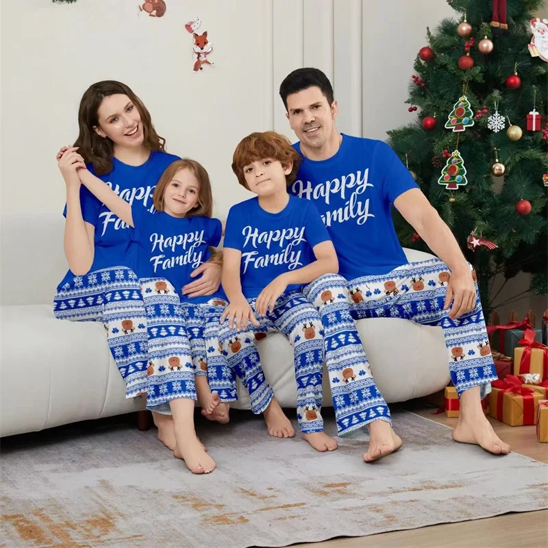 

Short Sleeve Christmas Family Matching Pajamas Sets Xmas Daddy Mommy and Me Pj's Clothes Father Mother Kids Baby Sleepwear 2024