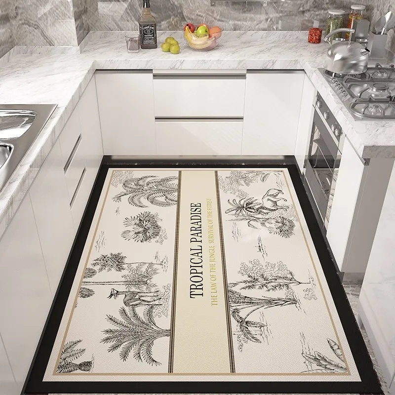 

Kitchen Carpet Non-slip Rugs Waterproof Floor Mat Anti-fatigue Leather Area Rug Oil-proof Easy To Clean Alfombras De Cocina