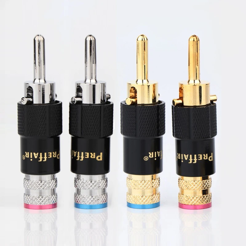 Preffair Rhodium /Gold Plated Audio Banana Speaker Plug Screw Locking 10mm Cable Wire Connector Speaker Cable Plug HIFI Diy