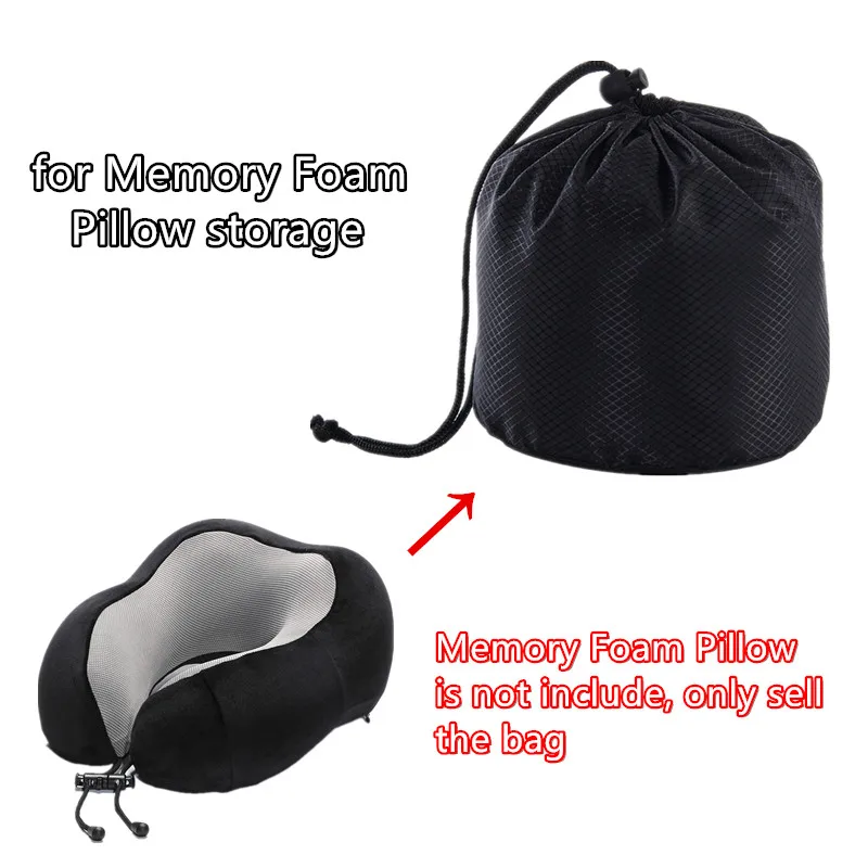 Portable Travel Airplane Train Memory Foam Pillow Storage Bag Cylinder Shaped Travel Headrests Cushion Organizer Packing Bag