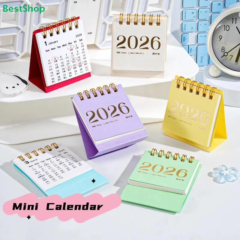 

☆Cute Colorful Desktop Calendar - Small 2026 Planner for Daily Scheduling & Decor