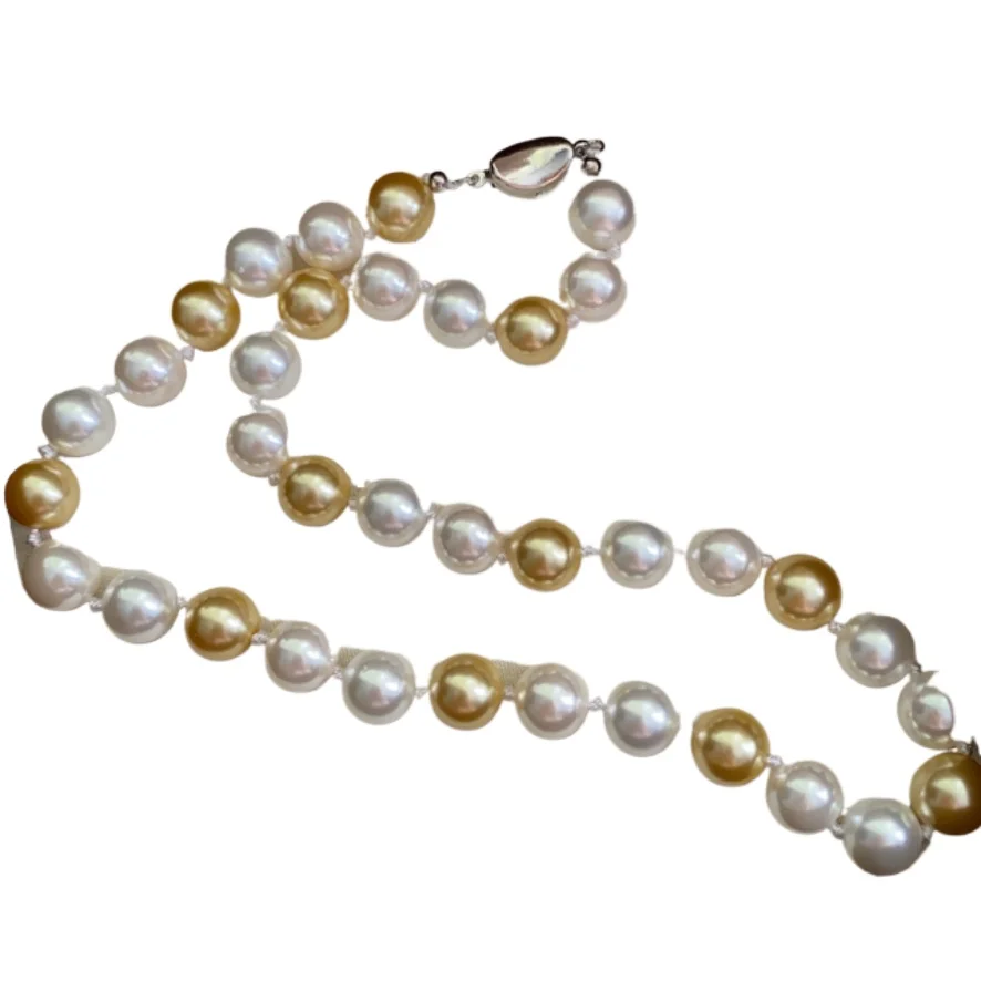 

Genuine 16" 9-10mm South Sea White Gold Pearl Necklace