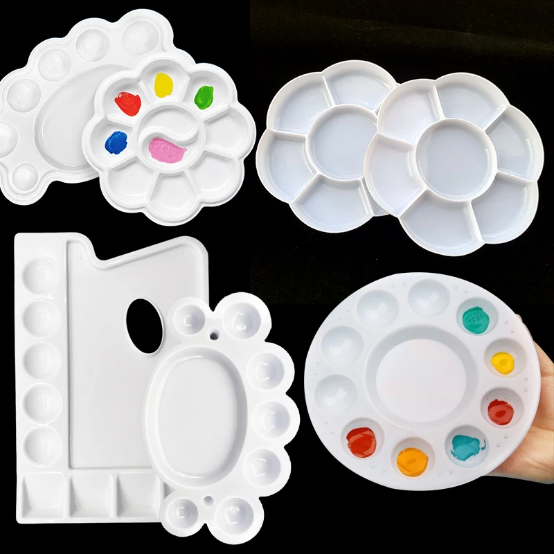 1PC Drawing Palette Flower Round Square Multiple Shape Plastic Paint Tray Draw Equipment Suitable for Watercolor OilPainting ZYF
