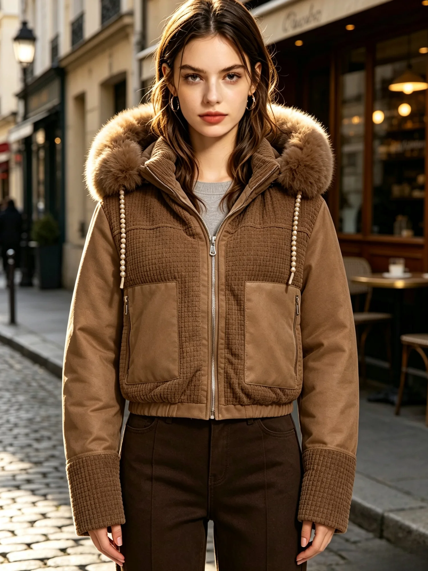 Cycling Commute Jacket - Women's Winter Warm Short Detachable Hood