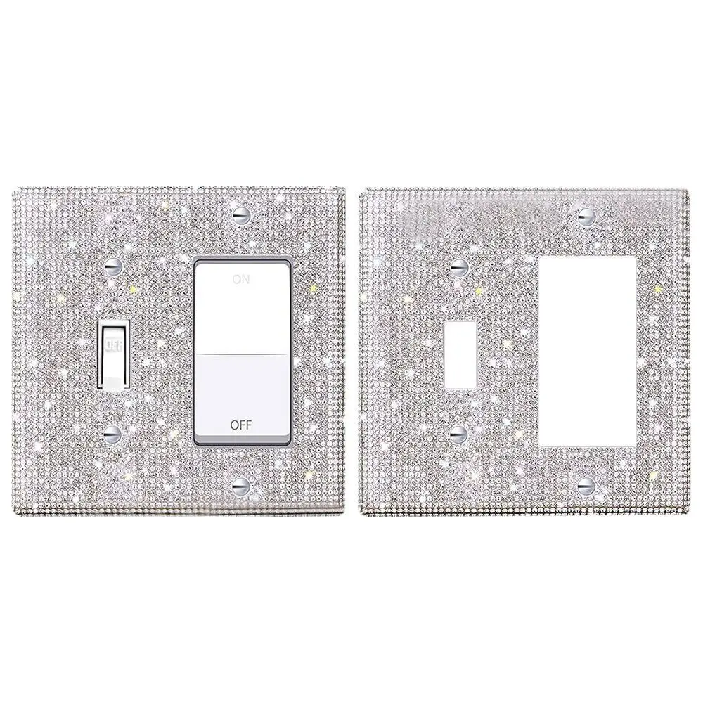 US Standard Living Room Crystal Glitter Rhinestones Socket Frame Switch Panel Sticker Bling Plug Outlet Wall Plate Cover