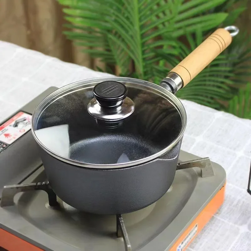 Non-Coated Iron Frying Pan for Baby's Supplementary Food Iron Fortified Stew Pot Stick Resistant Small Iron Pot for Cooking