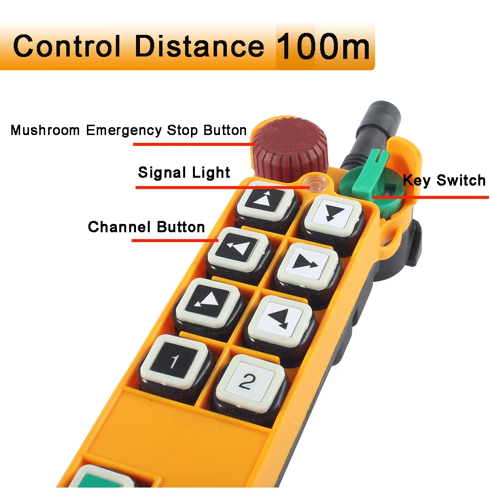 Imagem -04 - Interruptor do Controlador Remoto do Rádio sem Fio Industrial Guindaste de Condução Único Duplo Velocidade Dobro F248 10 12v 24v 110v 220v 380v