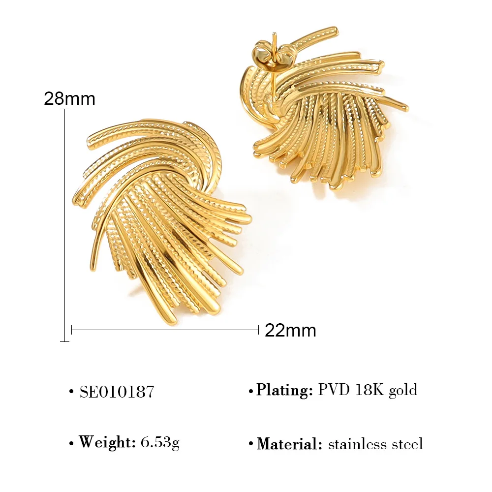 PAPERPLUS Stainless Steel Gold Color Punk Irregular Earrings for Women Exquisite Trendy Jewelry Gift