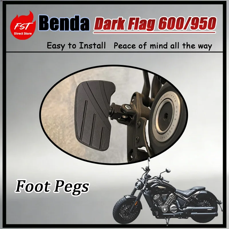FOR Benda Dark Flag 600/950 Retro Anti-Slip Aluminum Alloy Footpegs with Expanded Foot Contact Surface for Enhanced Stability
