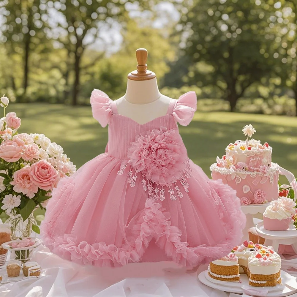 

Детское кружевное дизайнерское платье с кисточками и принтом для девочек, торжественное платье, летняя одежда для малышей, платье на подтяжках с принтом, летнее платье принцессы