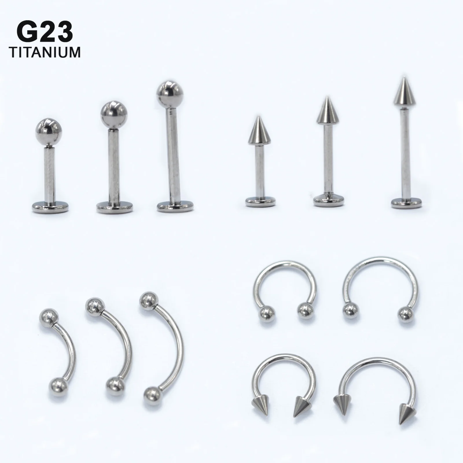 16G G23 Titanium Labret Stud Ball Cone Circular Barbell Banana Eyebrow Barbell Curved Barbell Rook Piercing Body Jewlery