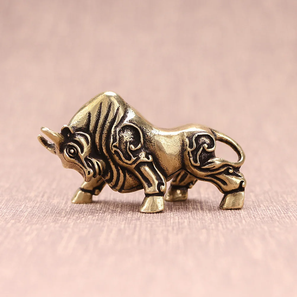 

Ox Shape Desktop Ornament Brass Material Portable Tabletop Decor Metal Handicrafts Home Decoration Art