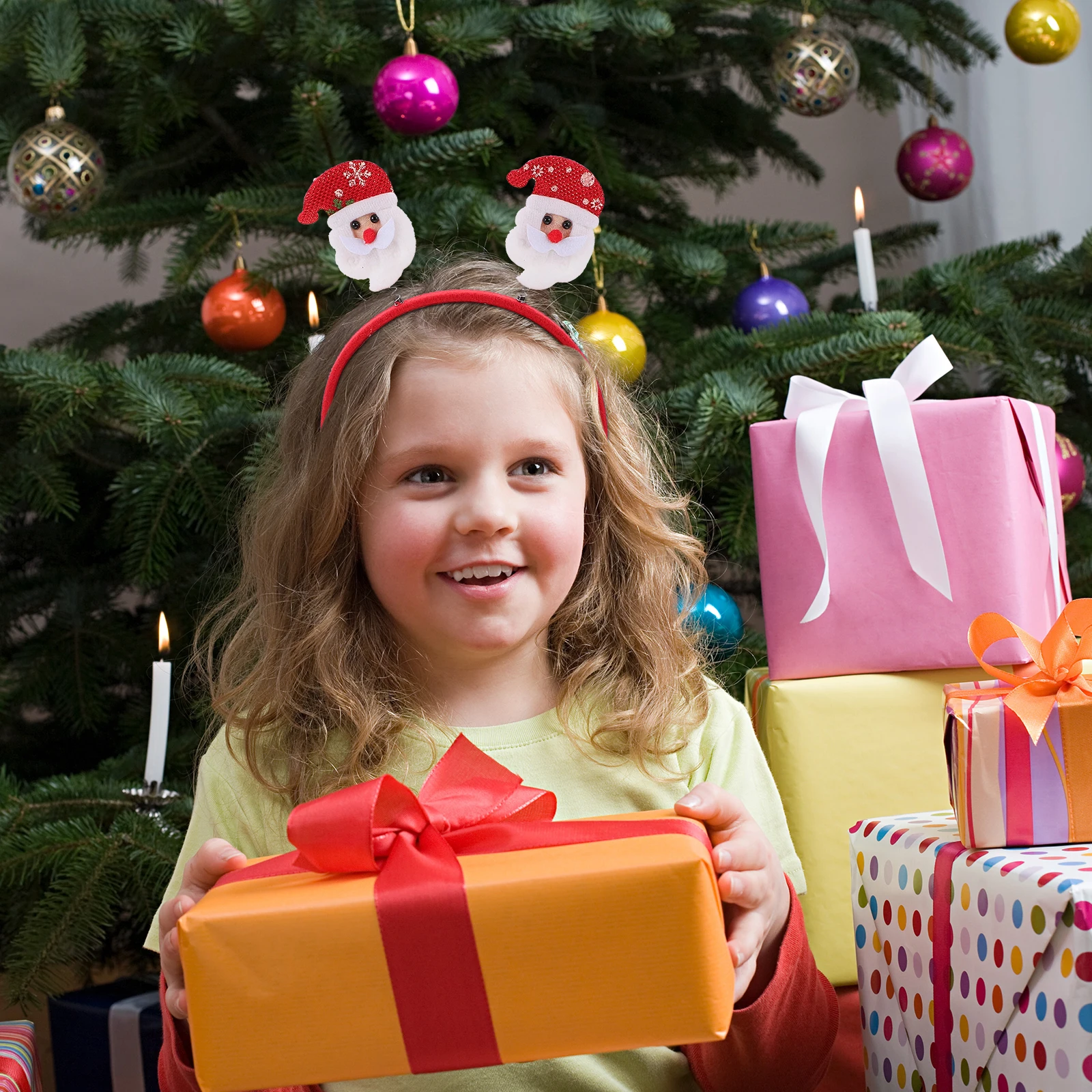 

12pcs Christmas Hair Hoops Lovely Hairb Headdresses Cloth Girl Party Decorations Festive Accessories