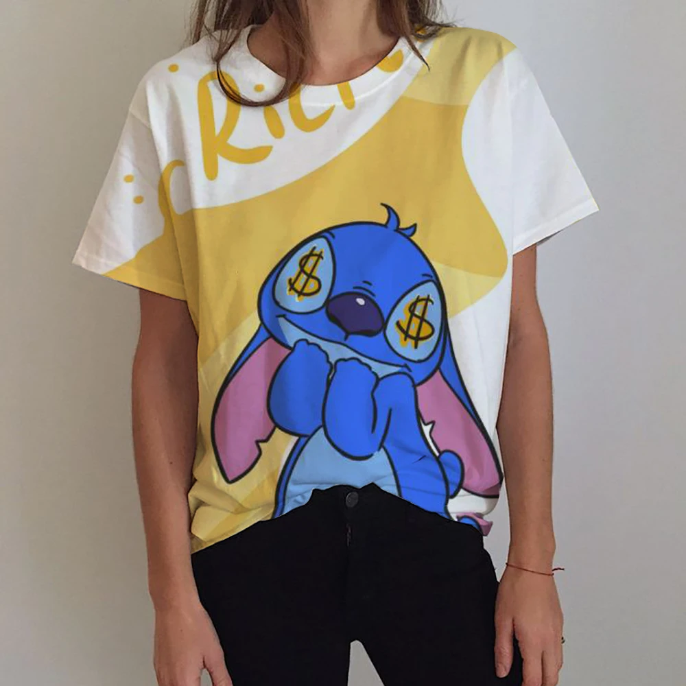 

Disney Gothic Stitch 2025 Funny Cartoon T Shirt Women Lilo Stitch T-shirt Graphic Tshirt Hip Hop Top Tees Female Clothes