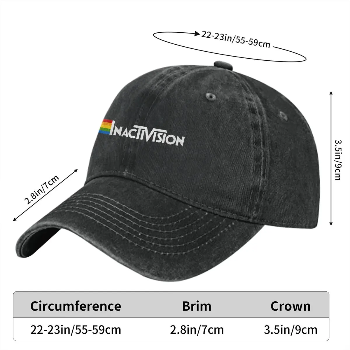 Washed Men's Baseball Cap INACTIVISION' Retrogaming Logo Activision  Tribute Trucker Snapback Caps Dad Hat Activision Golf Hats