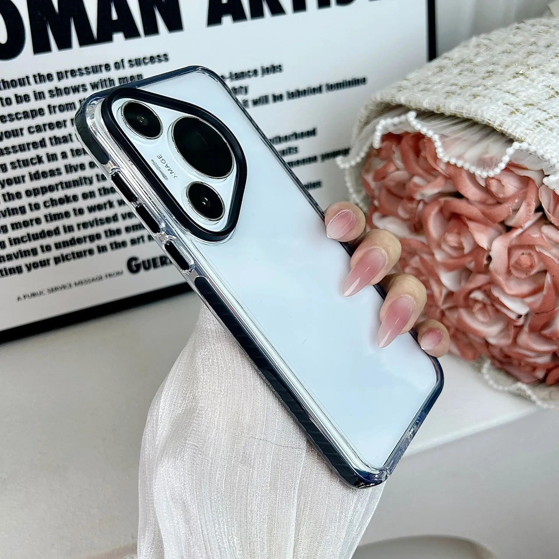 

For Huawei Pura 70 Pro Plus Ultra Case High-Out Lens Frame Military Drop Protection Crystal Anti-Fingerprint Non-Yellowing Cover