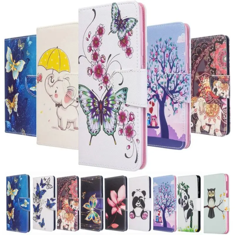 Painted Wallet Flip Case For Xiaomi Mi 10T Poco M4 X3 Redmi 9A 9C Note 9 10 11 Pro 10T 11T 5G 10S 9S 8T Cute Leather Cover D07G