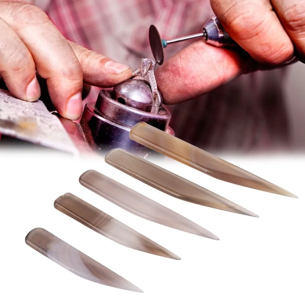 5pcs Gray/Red Color Jewelry Making Tool Agate 8cm 9cm 10cm 11cm 12cm Agate Burnisher Jewelry Polishing Tool Clay Craft