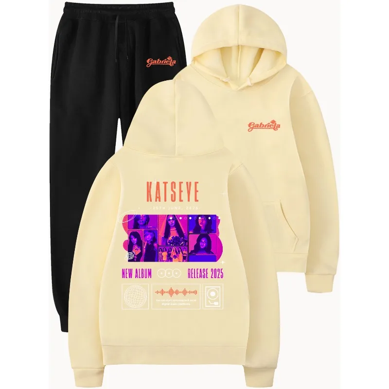 Картина 4: Женская группа с песнями, альбом 2023, мужская осенне-зимняя толстовка с 3D принтом и брюки, комплект из двух предметов, модная художественная одежда