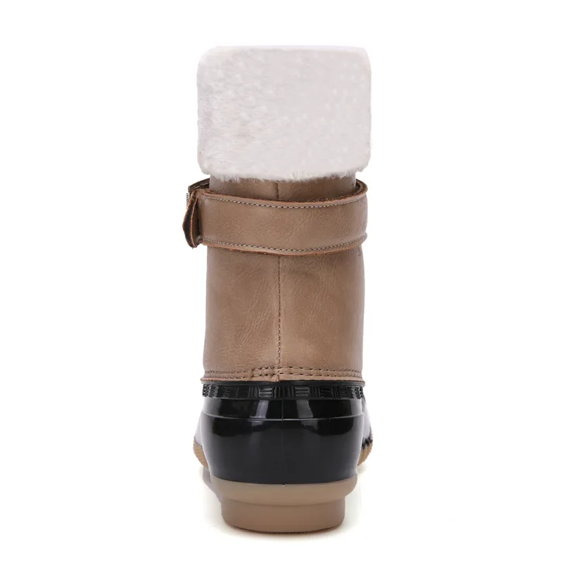 Buty damskie Lady Duck Boots Fur Waterproof Zipper Rubber Sole Women Rain Boots Lace Up Ankle Shoes Fur Winter Lady Shoes