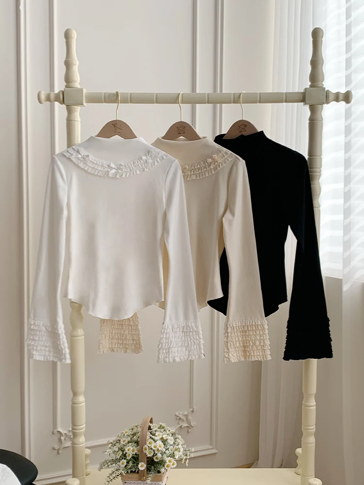 

Wituji Original Design Long Sve Tee Color Warm Elastic Knitted Inner Spring Autumn Winter Lolita Women's Hanfu Dr