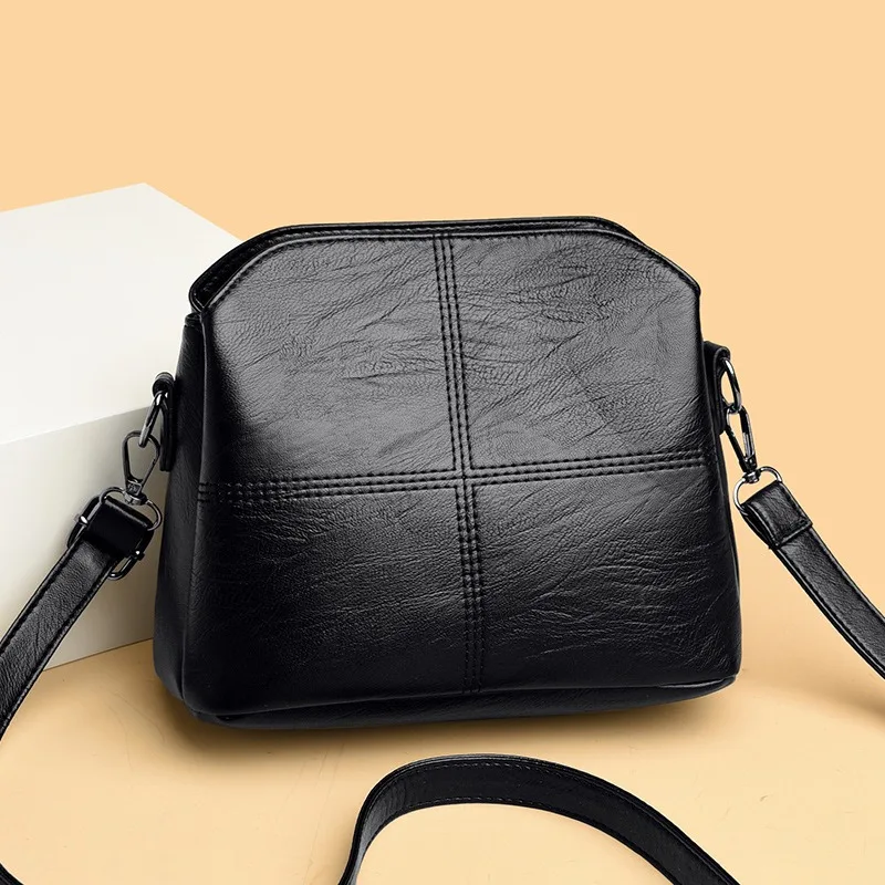 

New women's bag fashion bucket bag multi-layer versatile bag soft leather women's shoulder bag crossbody bag