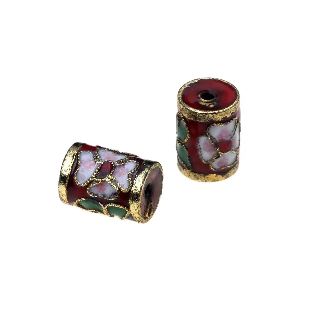 5 Pcs/Lot Cylinder Diamond Enamel Handmade Cloisonne Beads DIY Copper Spacing Decorative Jewelry Of Various Shapes