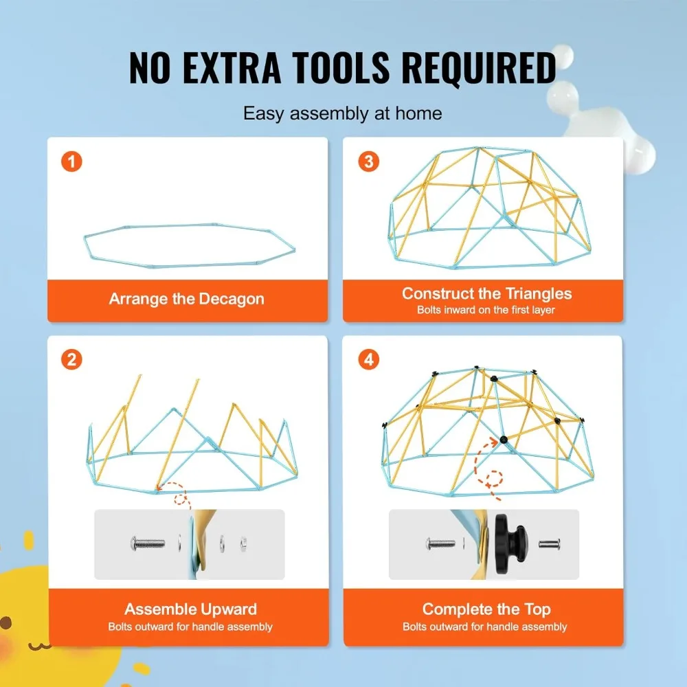 Escalador de cúpula geométrica de 8 pies con tobogán para niños de 3 a 9 años, soporte de hasta 600 libras y fácil de montar