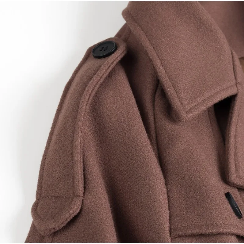 YYAHAHAS Europäische und Amerikanische Mode Jacke frauen Casual Lose Doppel Taste Revers Stil Woolen Mantel Weibliche Kleidung