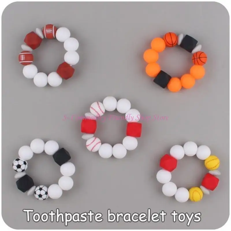 85AE Cartoon Teething Bracelet Silicone Bead Pacifier Clip for Baby Girl Boy Soother view 5