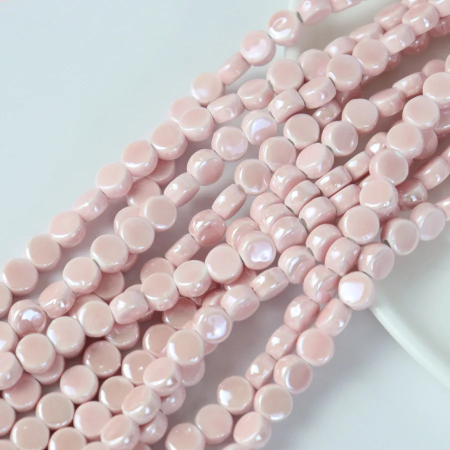20pcs 8mm Chinese Ceramic Beads Cindy Color Round Flat Spacer Beads For Jewelry Making Finding DIY Bracelet Necklace Accessories