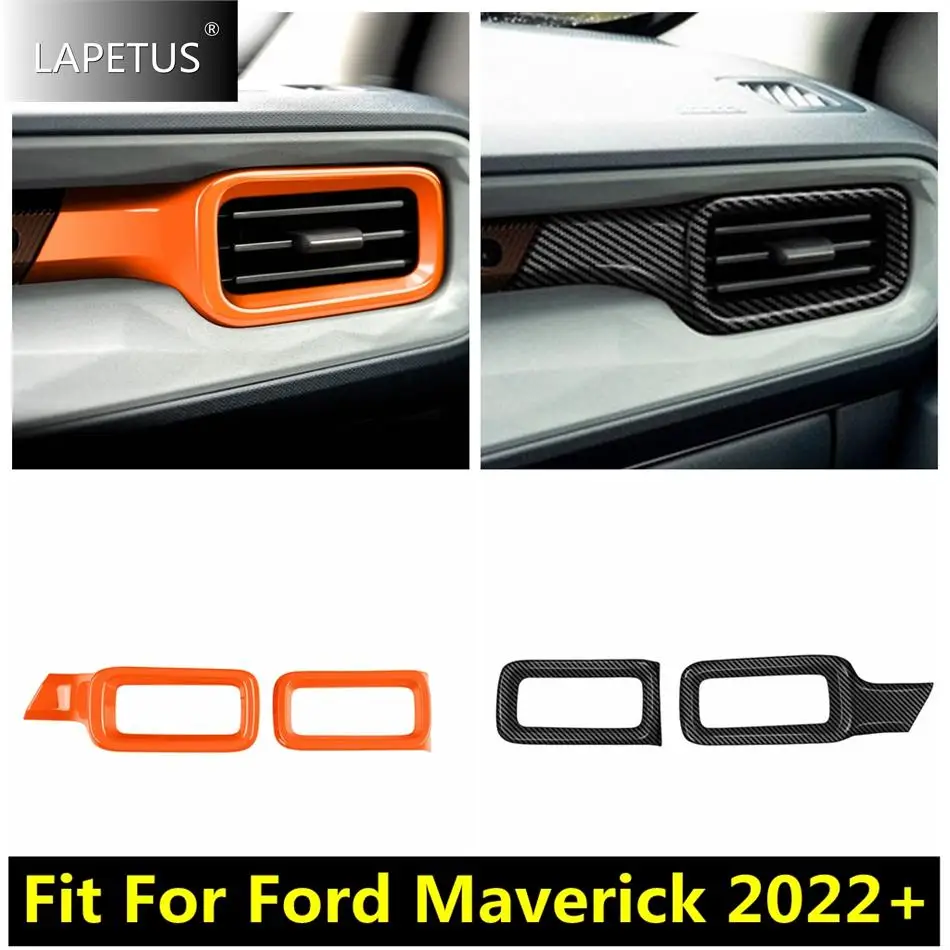 Side Dashboard Air Conditioner AC Vent Outlet Decor Cover Trim For Ford Maverick 2022 2023 Orange / Carbon Fiber Car Accessories