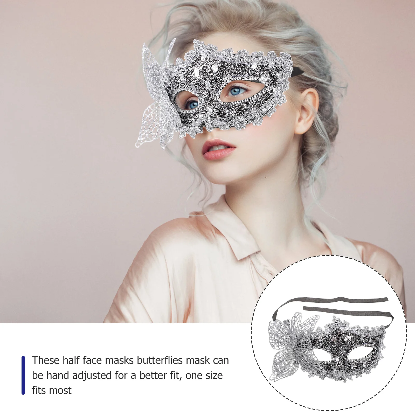 

Butterfly Half Face Mask Plastic Lace Masquerade Masks for Women Party Costume Decor Halloween Cosplay