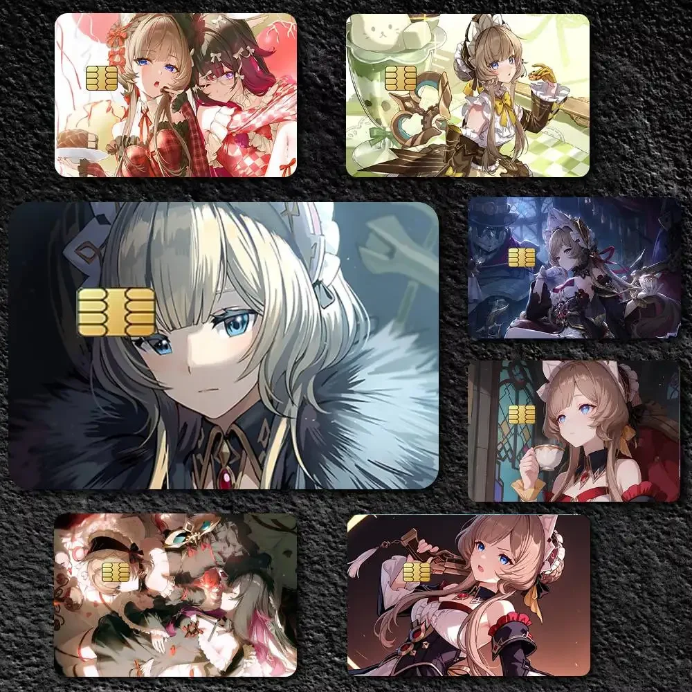 Game Genshin Impact Marionette Sandrone Credit Skin Cover Card Stickers 4PCS Film Bus Pass Front Decoration Bank Waterproof