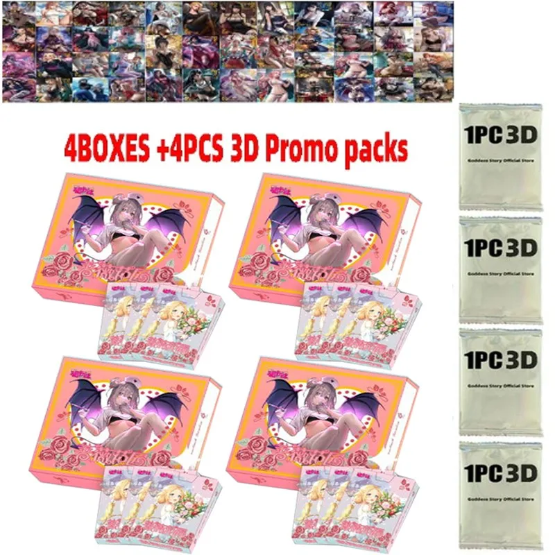 Wholesale 4boxes  Goddess Story Cards Rose garden +4pc 3d Promo Packs Girl Party Swimsuit Bikini Feast Booster Box Kid Toys