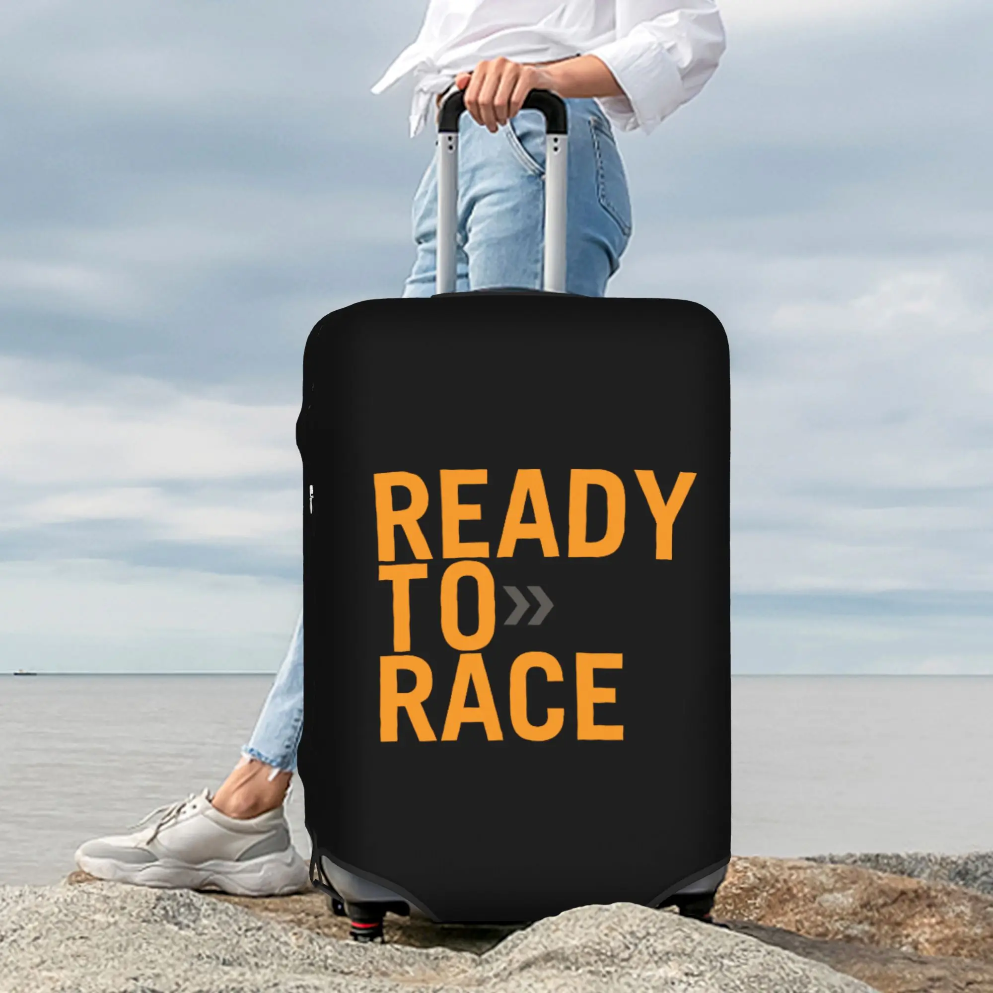 Custom Ready To Race Luggage Cover Fashion Motorcycle Rider Racing Sport Suitcase Protector Covers Suit For 18-32 inch