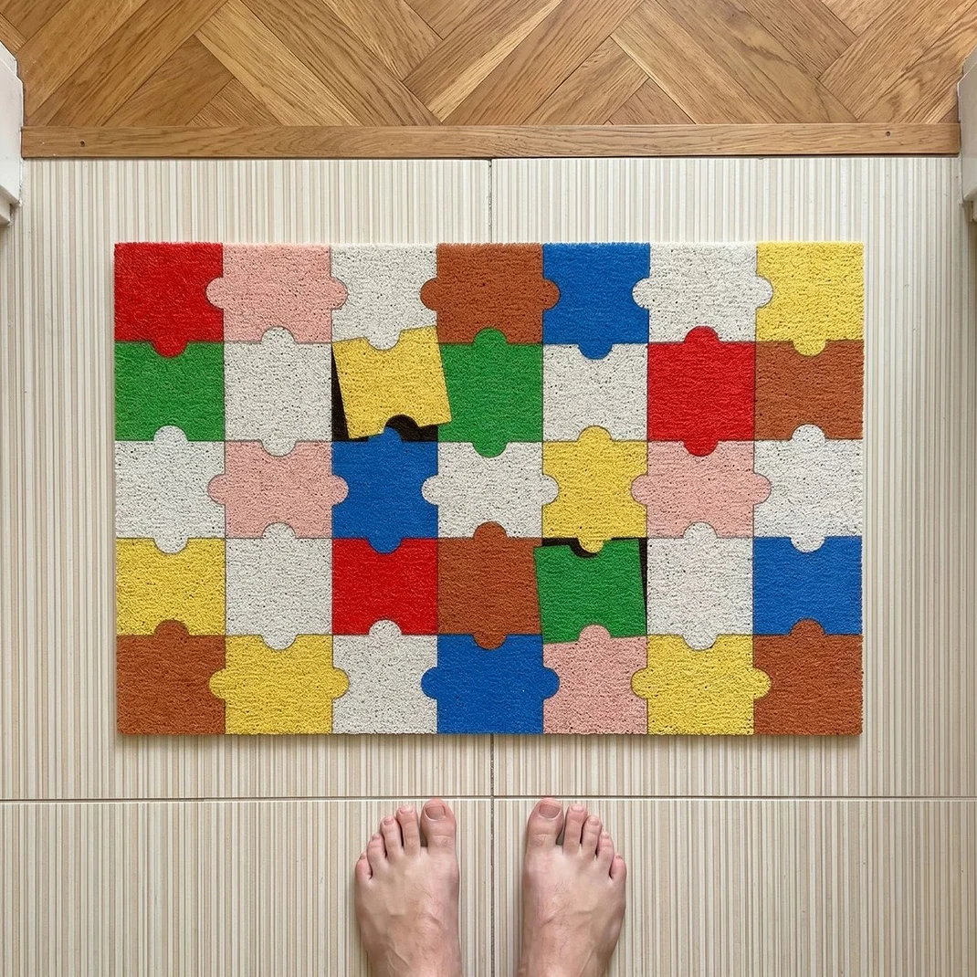 PVC Printing Puzzle Doormat Chic Cuttable House Entrance Welcome Mat Rug Carpet Anti Dust Pad Outdoor Aesthetic Home Room Decor