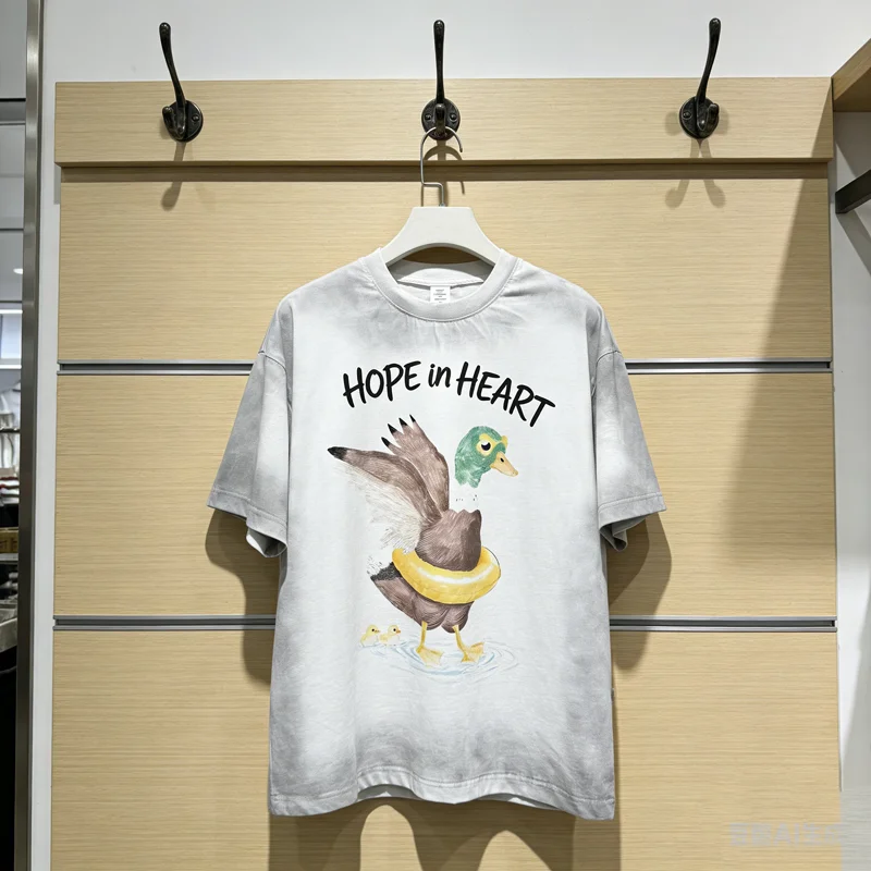 

Футболка унисекс Soiled Hope in Heart с коротким рукавом и принтом утки, высококачественная, в уличном стиле, свободного кроя, белая, оверсайз