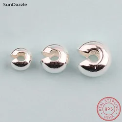 Real Pure Solid 925 Sterling Silver Wrap Bead Caps Half Round Moon Bead Caps Hoop Position Spacers Jewelry Making Findings