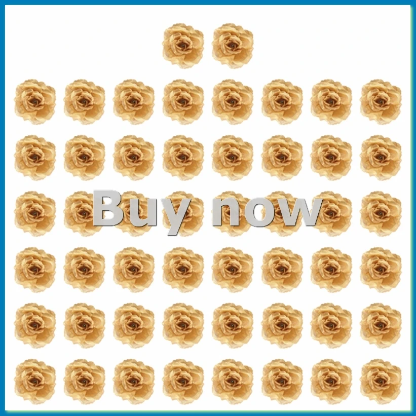 

Шелковые головки роз, 50 шт. для украшения головных уборов, одежды, альбомов, свадебных декораций (золото)-A42I