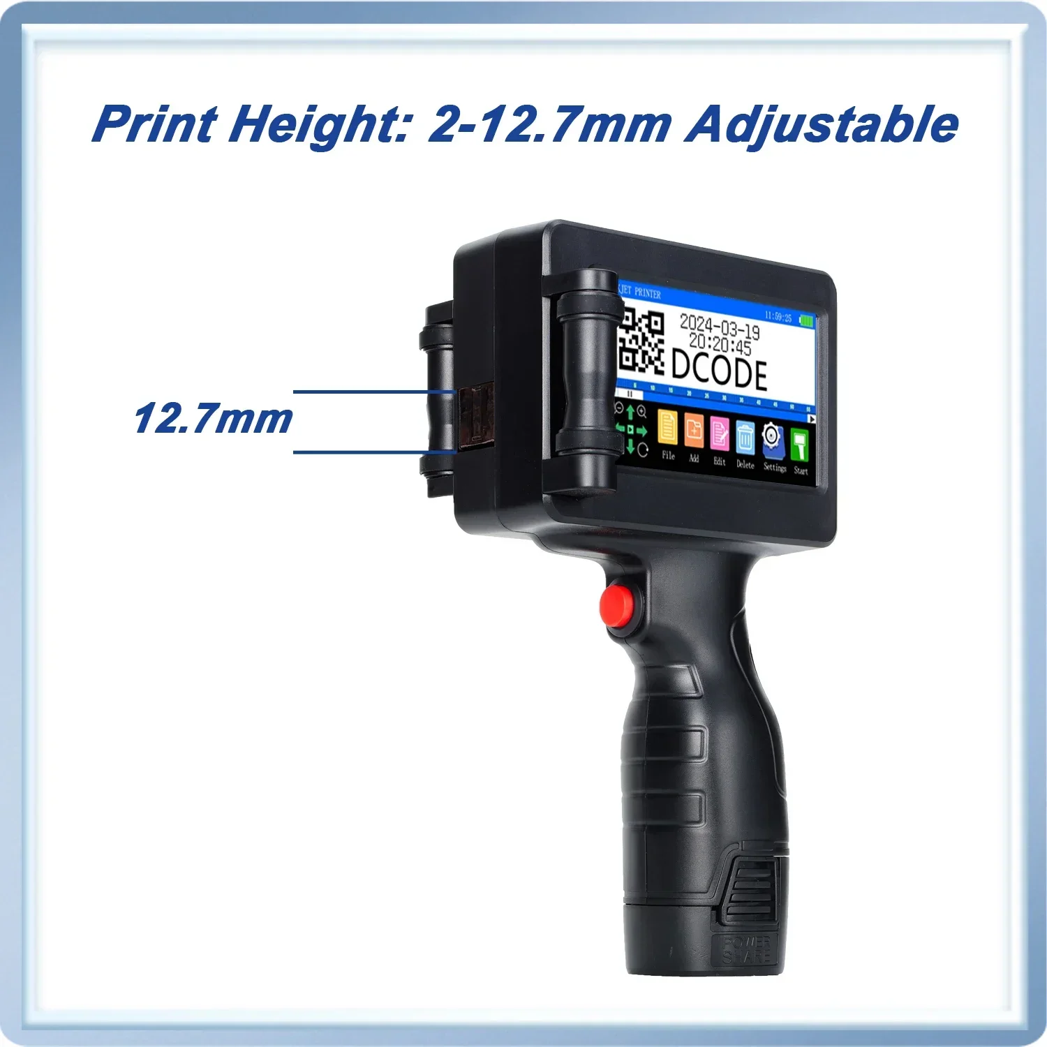 Dcode 1755plus 12.7mm impressoras portáteis impressora jato de tinta portátil texto qr código de barras número do lote logotipo imagem data máquina