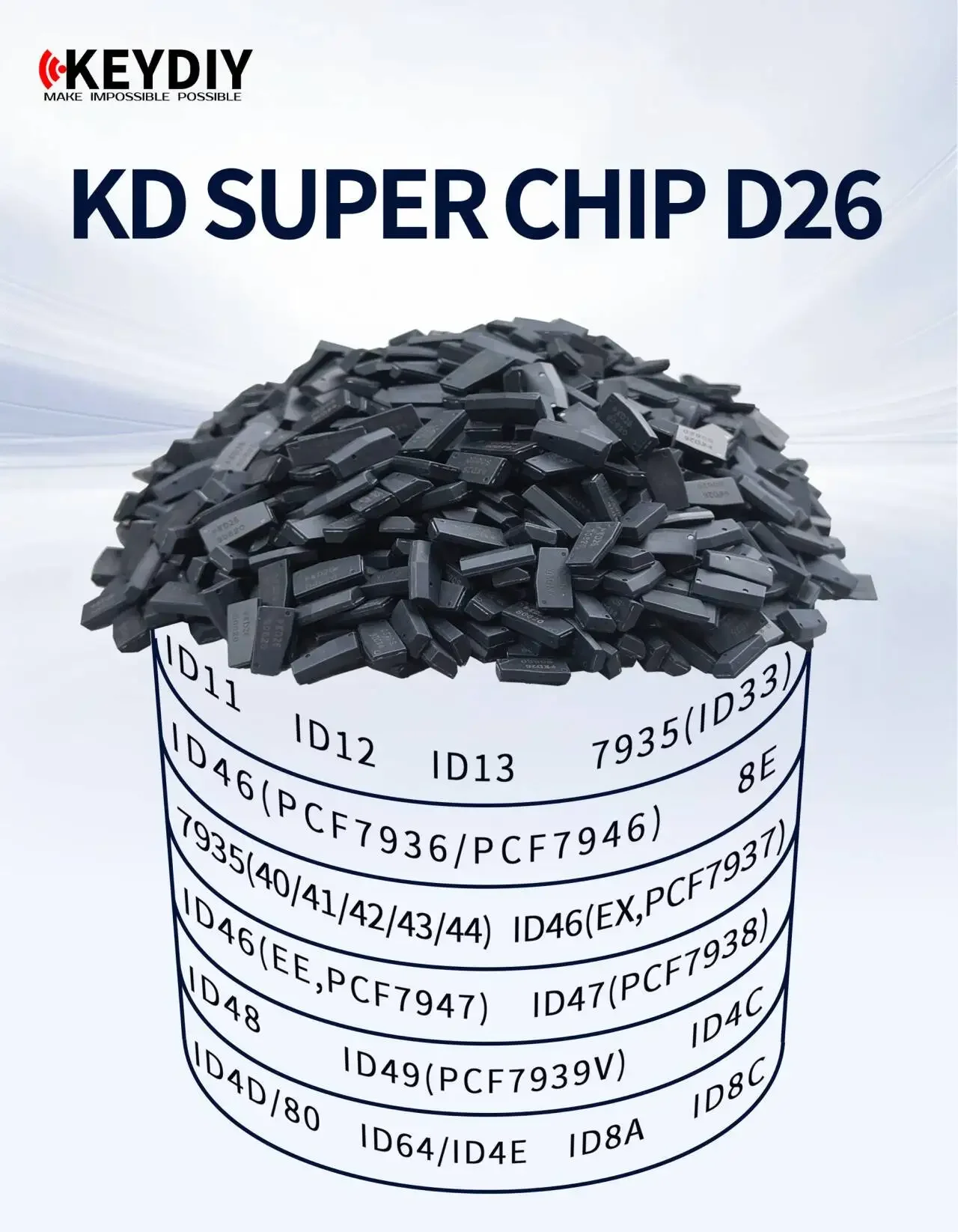 

KEYDIY KD Super Chip D26 Поддержка чипа транспондера PCF7935 PCF7936 ID46 ID47 ID48 ID49 ID4D ID80 ID64 ID4E ID11 ID12 ID13 8A 8C