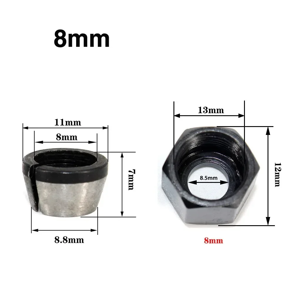 Adaptador de mandril de 6mm, 6,35mm y 8mm, máquina de corte de grabado, recortadora de mandriles, pinzas de broca de enrutador eléctrico, 5 unidades por juego