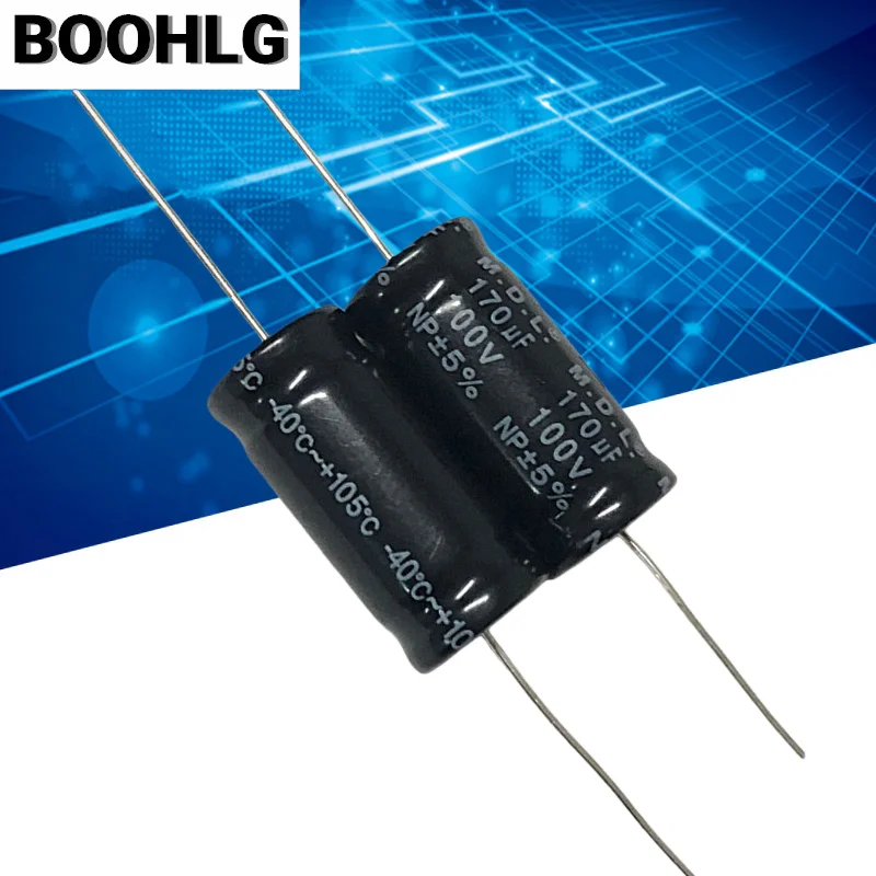 5PCS 170uf 100V audio frequency division axial NP non-polar electrolytic capacitor 100v 170uf 16X34mm