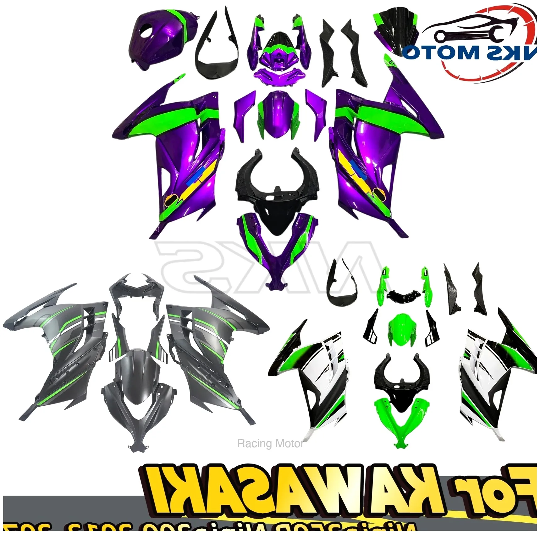 New ABS Motorcycle Fairing Kits For Kawasaki Ninja 300 EX300 ZX300R Fairings Kit Set Glossy Black | Racing Motor Store